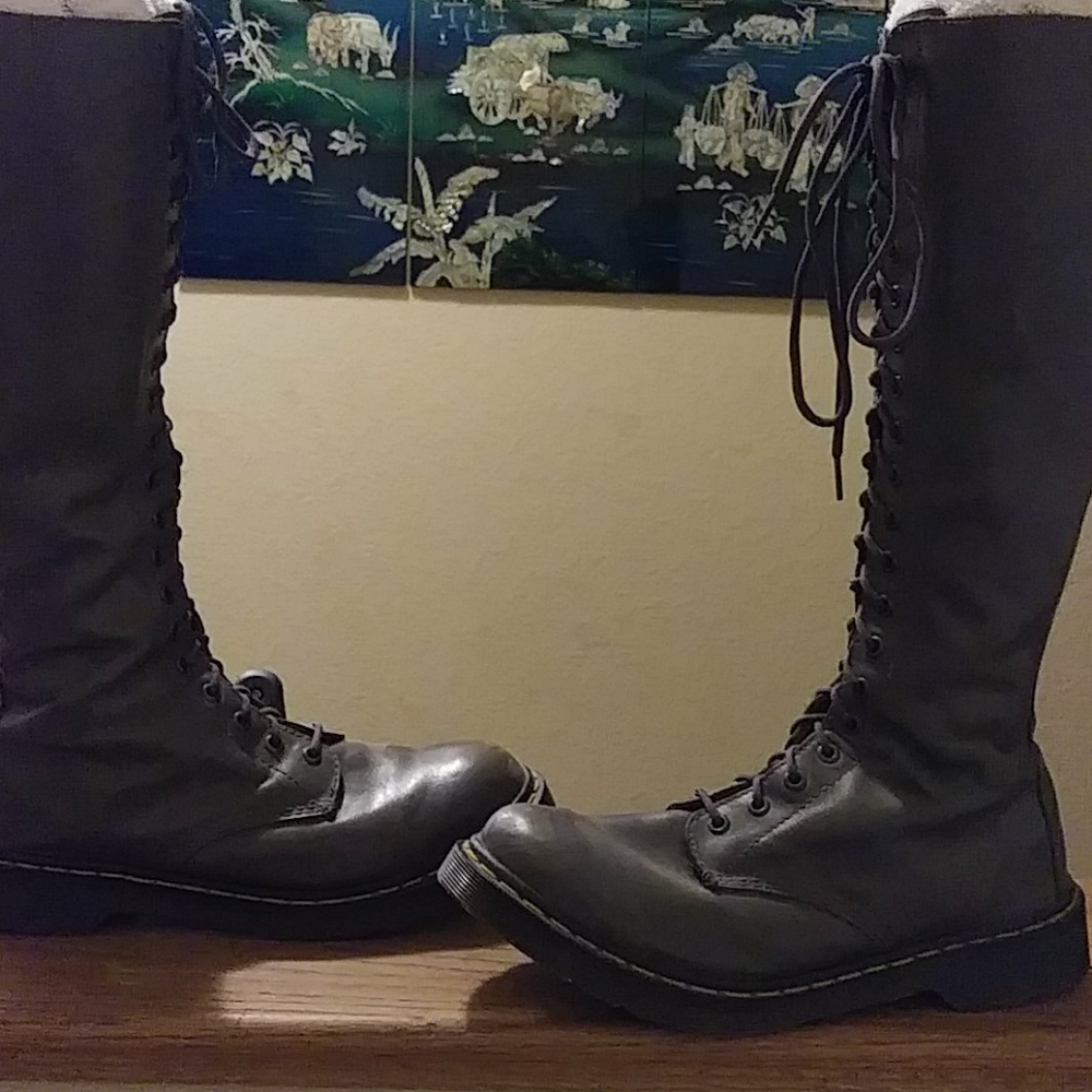 Grey doc martens